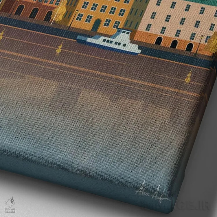 تابلو دکوراتیو استکهلم اثر ایدیااستورم استودیوز - نمای نزدیک بافت بوم