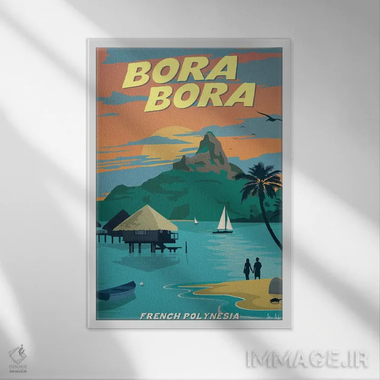 تابلو دکوراتیو بورا بورا اثر ایدیااستورم استودیوز - نمای قابدار سفید