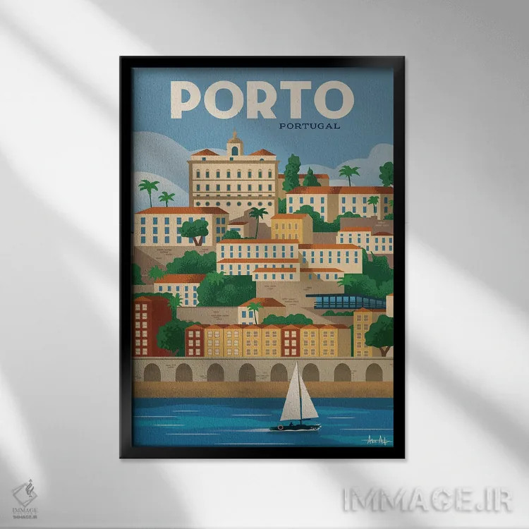 تابلو دکوراتیو پوستر پورتو اثر ایدیااستورم استودیوز - نمای قابدار مشکی