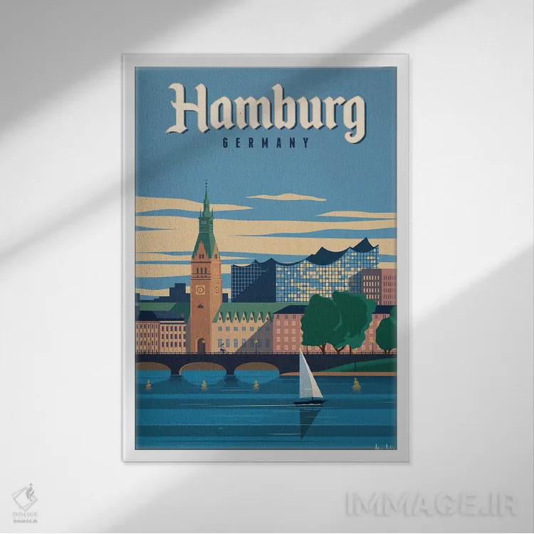 تابلو دکوراتیو هامبورگ اثر ایدیااستورم استودیوز - نمای قابدار سفید