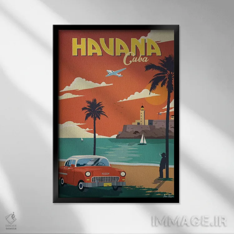 تابلو دکوراتیو هاوانا اثر ایدیااستورم استودیوز - نمای قابدار مشکی