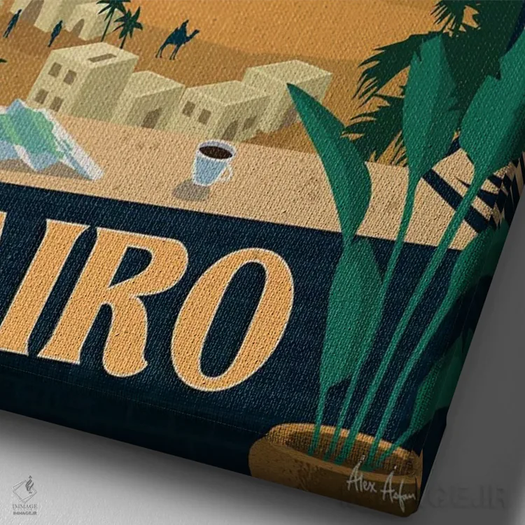 تابلو دکوراتیو قاهره اثر ایدیااستورم استودیوز - نمای نزدیک بافت بوم