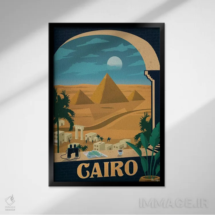 تابلو دکوراتیو قاهره اثر ایدیااستورم استودیوز - نمای قابدار مشکی