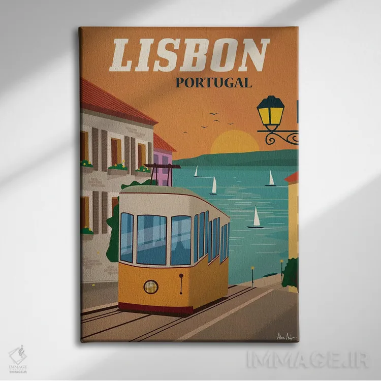 تابلو دکوراتیو لیسبون اثر ایدیااستورم استودیوز - نمای روبهرو روی دیوار