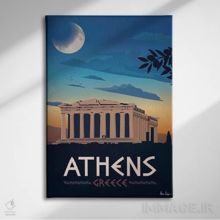 تابلو دکوراتیو آتن اثر ایدیااستورم استودیوز - نمای روبهرو روی دیوار