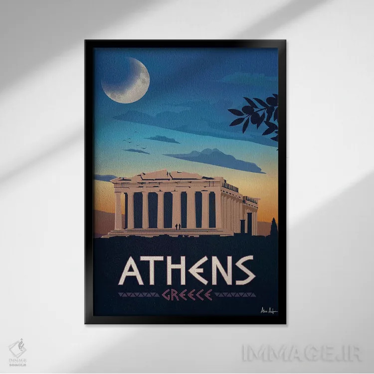 تابلو دکوراتیو آتن اثر ایدیااستورم استودیوز - نمای قابدار مشکی