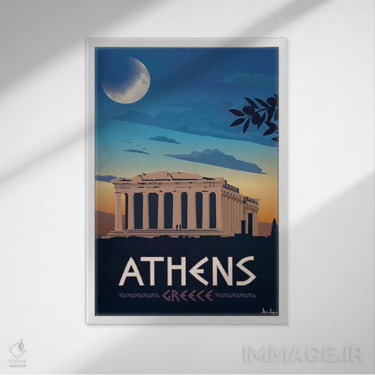 تابلو دکوراتیو آتن اثر ایدیااستورم استودیوز - نمای قابدار سفید