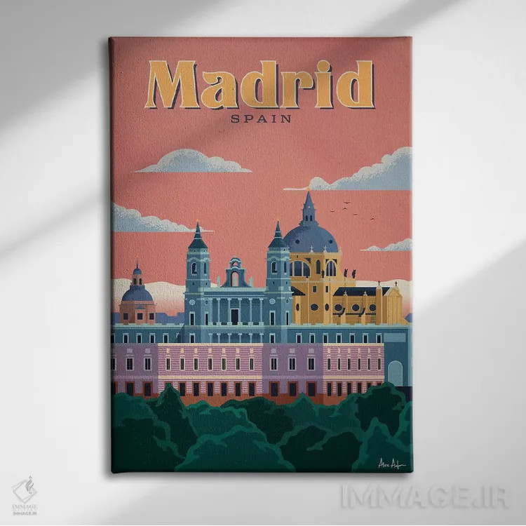 تابلو دکوراتیو مادرید اثر ایدیااستورم استودیوز - نمای روبهرو روی دیوار