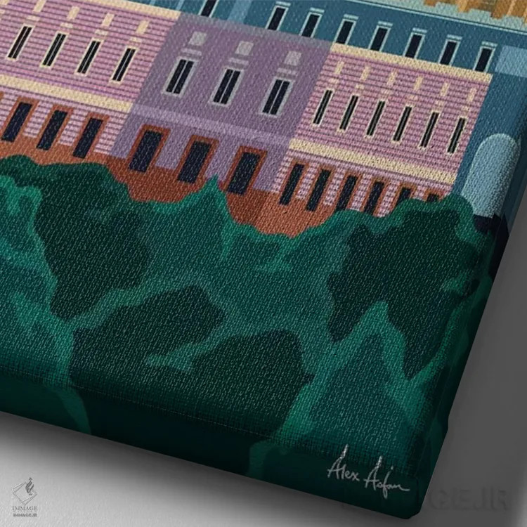 تابلو دکوراتیو مادرید اثر ایدیااستورم استودیوز - نمای نزدیک بافت بوم