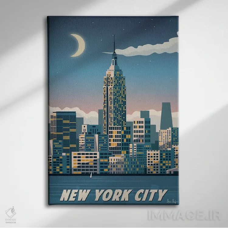 تابلو دکوراتیو نیویورک اثر ایدیااستورم استودیوز - نمای روبهرو روی دیوار