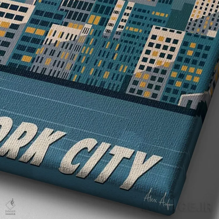 تابلو دکوراتیو نیویورک اثر ایدیااستورم استودیوز - نمای نزدیک بافت بوم