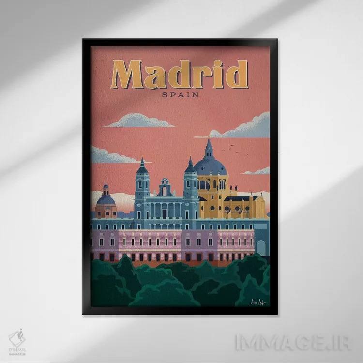 تابلو دکوراتیو مادرید اثر ایدیااستورم استودیوز - نمای قابدار مشکی