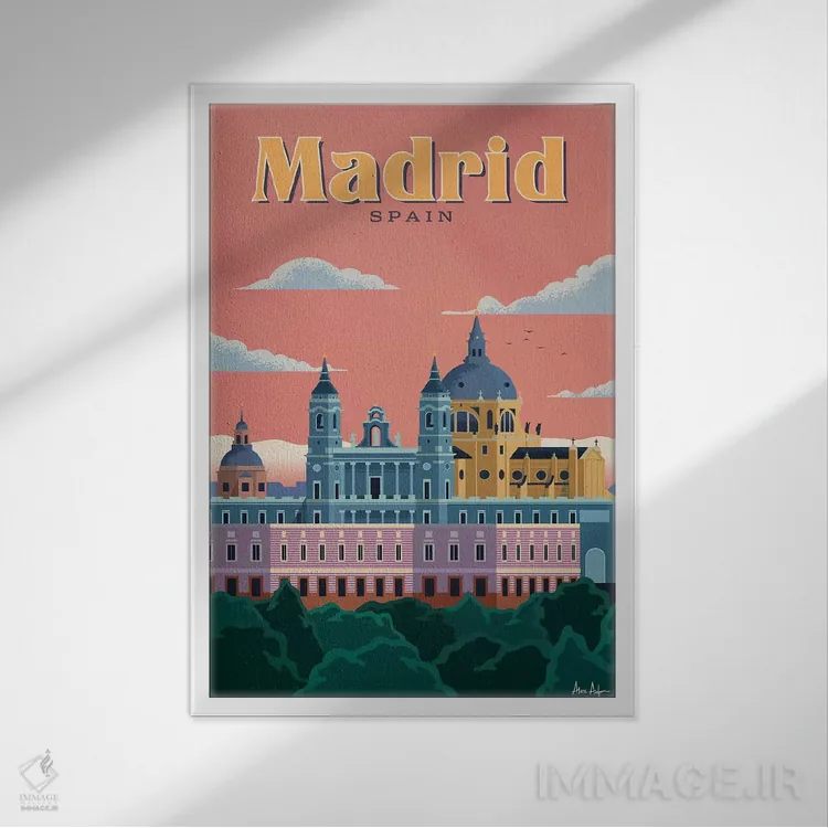 تابلو دکوراتیو مادرید اثر ایدیااستورم استودیوز - نمای قابدار سفید