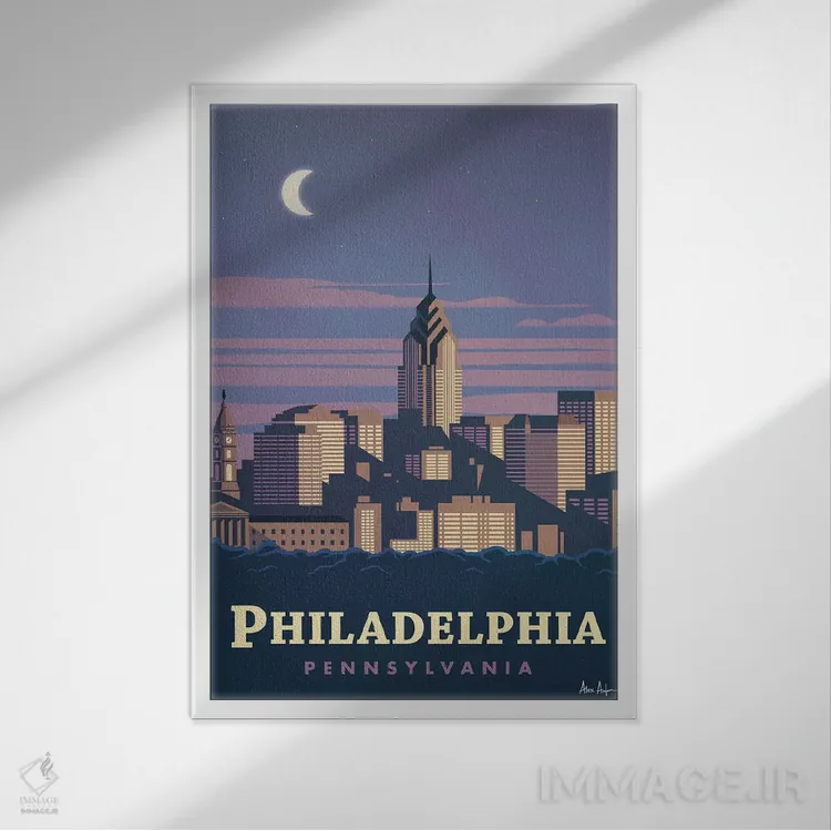 تابلو دکوراتیو فیلادلفیا اثر ایدیااستورم استودیوز - نمای قابدار سفید