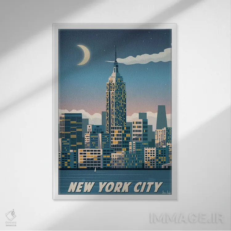 تابلو دکوراتیو نیویورک اثر ایدیااستورم استودیوز - نمای قابدار سفید