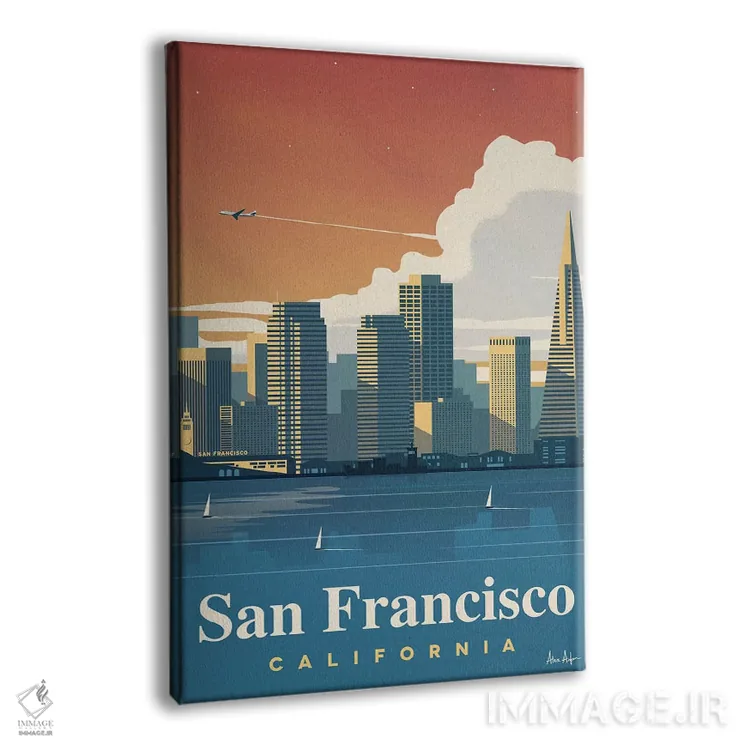 تابلو دکوراتیو نمای آسمان نمای سان فرانسیسکو اثر ایدیااستورم استودیوز - نمای پرسپکتیو محصول
