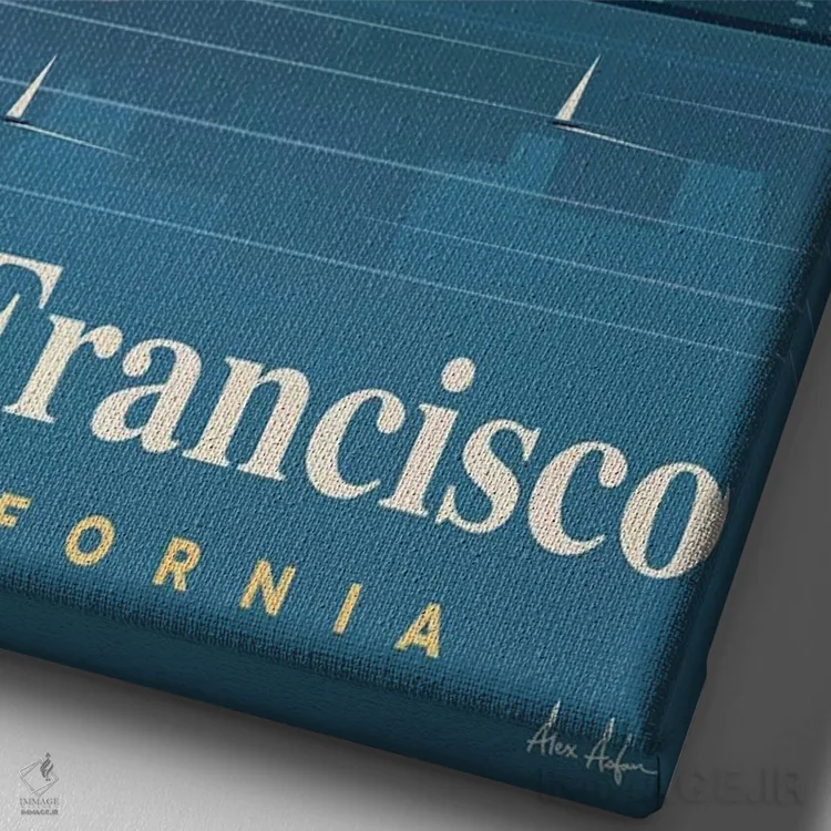 تابلو دکوراتیو نمای آسمان نمای سان فرانسیسکو اثر ایدیااستورم استودیوز - نمای نزدیک بافت بوم