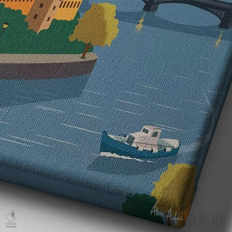 تابلو دکوراتیو پراگ اثر ایدیااستورم استودیوز - نمای نزدیک بافت بوم