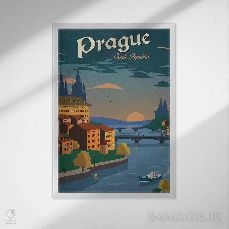 تابلو دکوراتیو پراگ اثر ایدیااستورم استودیوز - نمای قابدار سفید