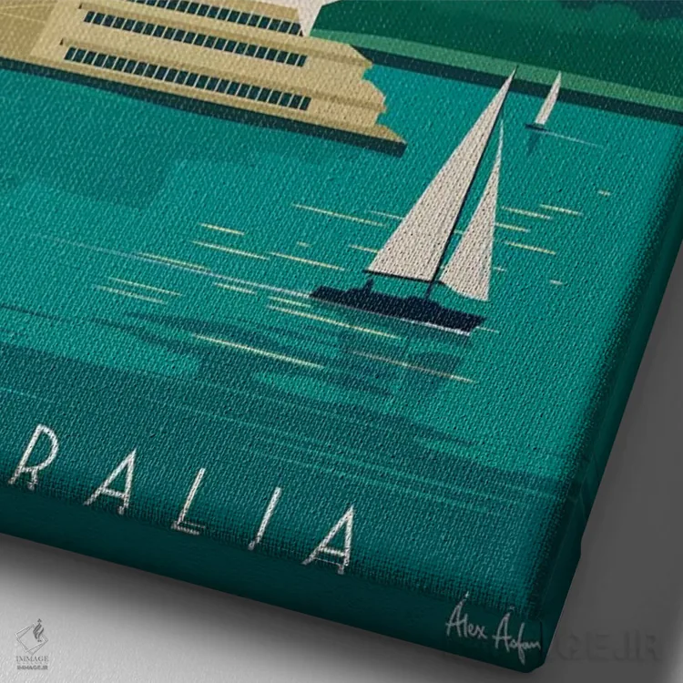 تابلو دکوراتیو سیدنی اثر ایدیااستورم استودیوز - نمای نزدیک بافت بوم