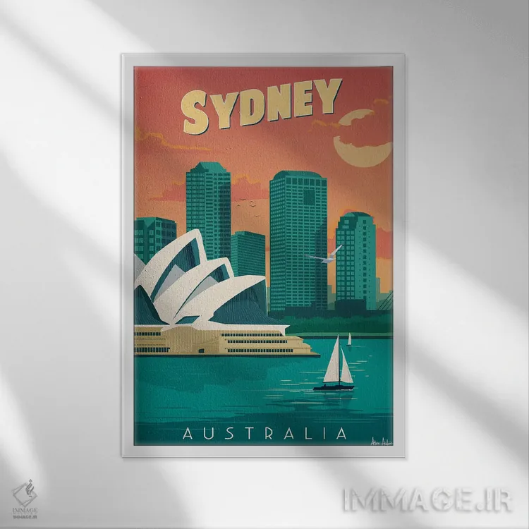 تابلو دکوراتیو سیدنی اثر ایدیااستورم استودیوز - نمای قابدار سفید