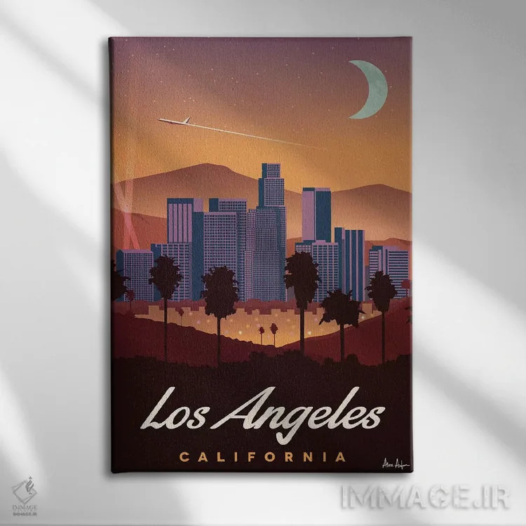 تابلو دکوراتیو لس آنجلس اثر ایدیااستورم استودیوز - نمای روبهرو روی دیوار