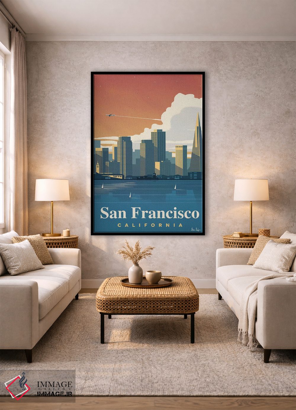 تابلو دکوراتیو نمای آسمان نمای سان فرانسیسکو اثر ایدیااستورم استودیوز - D1B