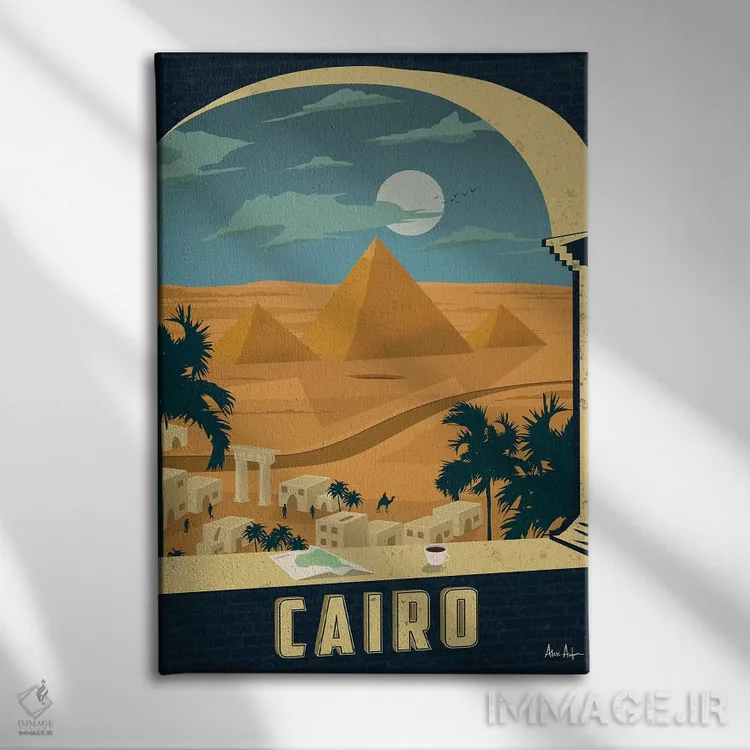 تابلو دکوراتیو قاهره اثر ایدیااستورم استودیوز - نمای روبهرو روی دیوار