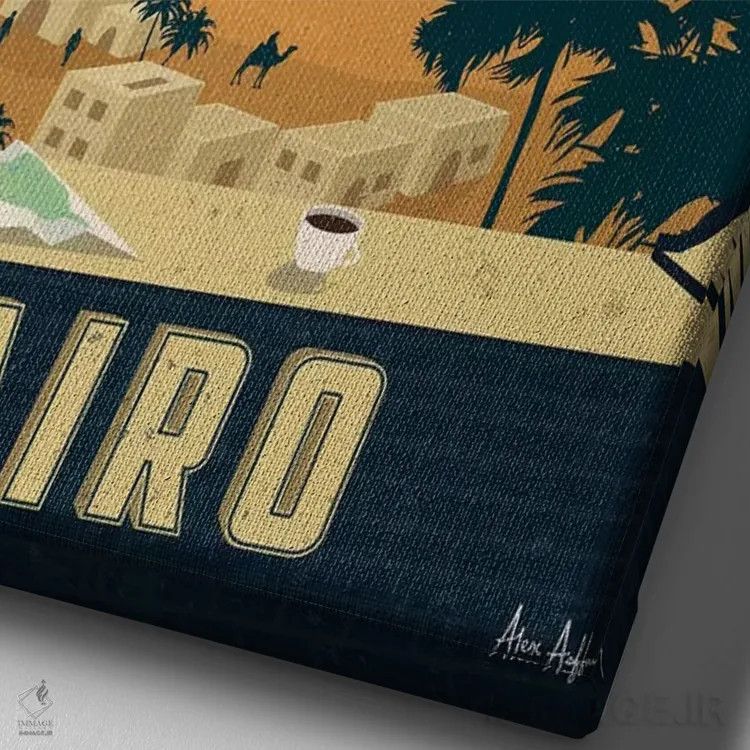 تابلو دکوراتیو قاهره اثر ایدیااستورم استودیوز - نمای نزدیک بافت بوم