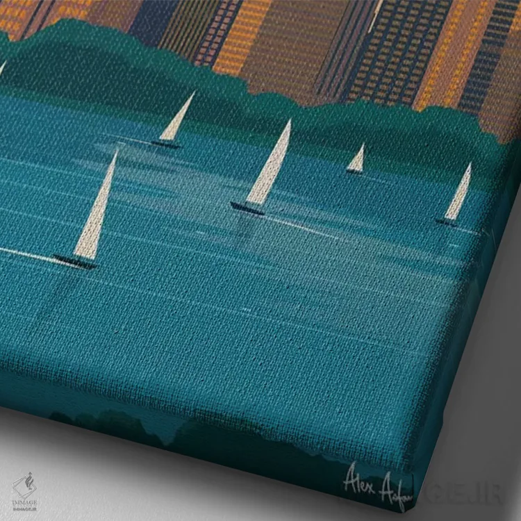 تابلو دکوراتیو بوستون اثر ایدیااستورم استودیوز - نمای نزدیک بافت بوم