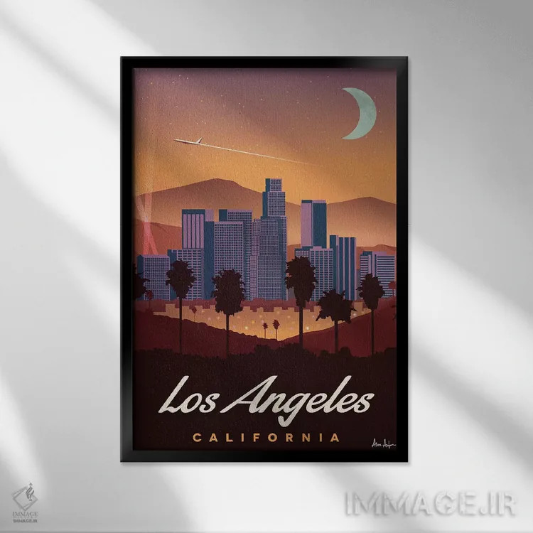 تابلو دکوراتیو لس آنجلس اثر ایدیااستورم استودیوز - نمای قابدار مشکی