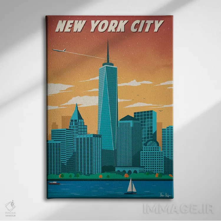 تابلو دکوراتیو نیویورک ۲ اثر ایدیااستورم استودیوز - نمای روبهرو روی دیوار