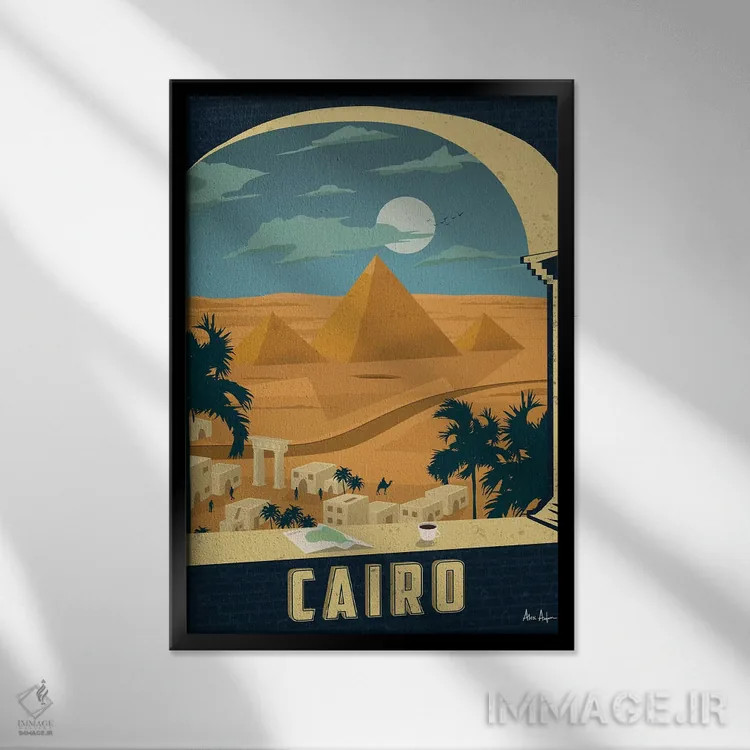تابلو دکوراتیو قاهره اثر ایدیااستورم استودیوز - نمای قابدار مشکی