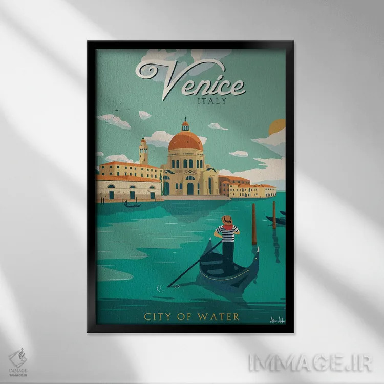 تابلو دکوراتیو ونیز اثر ایدیااستورم استودیوز - نمای قابدار مشکی