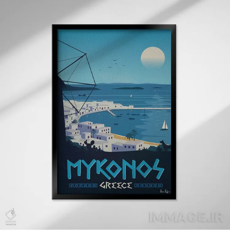 تابلو دکوراتیو میکونوس اثر ایدیااستورم استودیوز - نمای قابدار مشکی