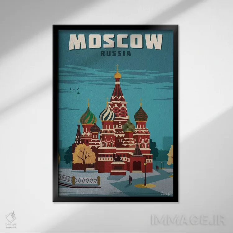 تابلو دکوراتیو مسکو اثر ایدیااستورم استودیوز - نمای قابدار مشکی
