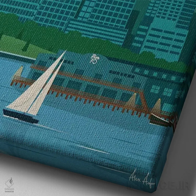 تابلو دکوراتیو سیاتل اثر ایدیااستورم استودیوز - نمای نزدیک بافت بوم