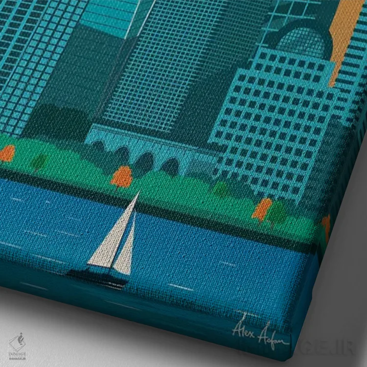 تابلو دکوراتیو نیویورک ۲ اثر ایدیااستورم استودیوز - نمای نزدیک بافت بوم