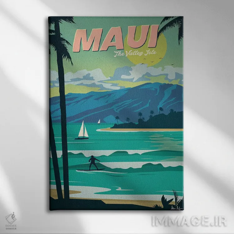 تابلو دکوراتیو مائوئی اثر ایدیااستورم استودیوز - نمای روبهرو روی دیوار