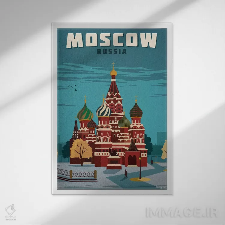 تابلو دکوراتیو مسکو اثر ایدیااستورم استودیوز - نمای قابدار سفید
