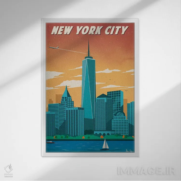 تابلو دکوراتیو نیویورک ۲ اثر ایدیااستورم استودیوز - نمای قابدار سفید