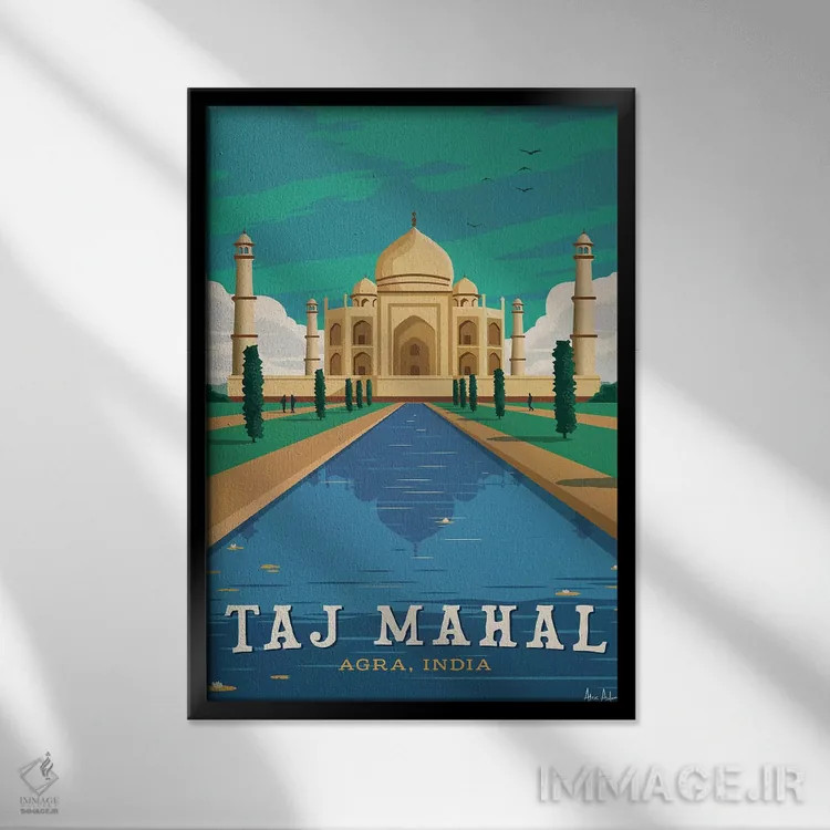 تابلو دکوراتیو تاج محل اثر ایدیااستورم استودیوز - نمای قابدار مشکی