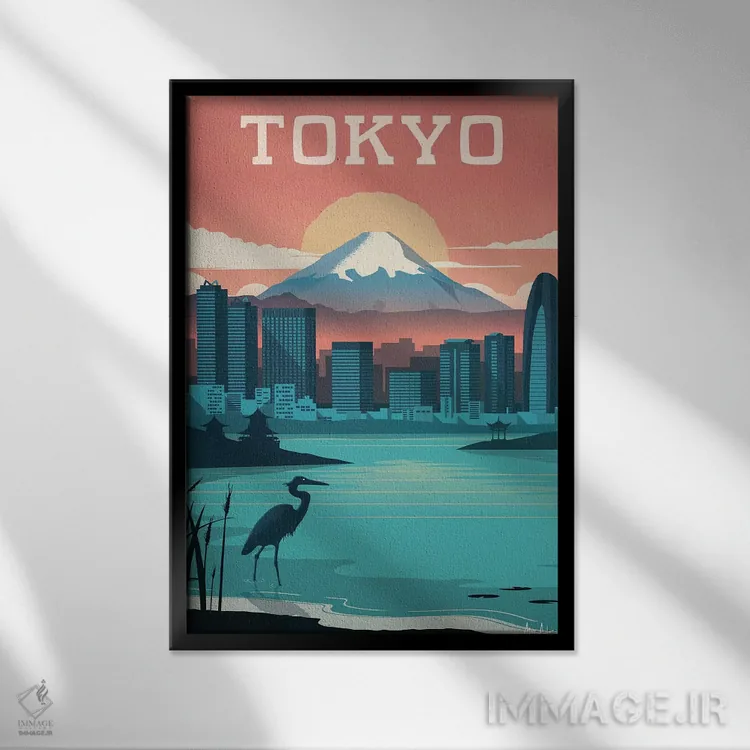 تابلو دکوراتیو توکیو اثر ایدیااستورم استودیوز - نمای قابدار مشکی