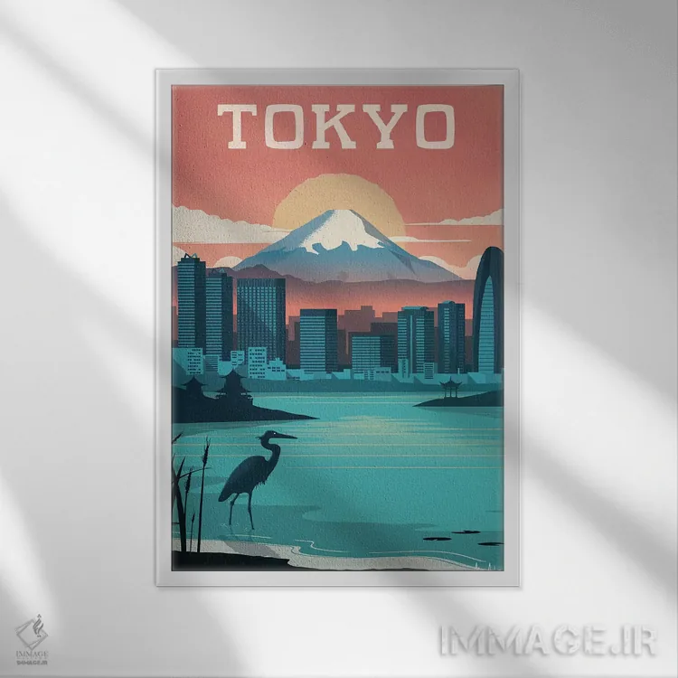 تابلو دکوراتیو توکیو اثر ایدیااستورم استودیوز - نمای قابدار سفید