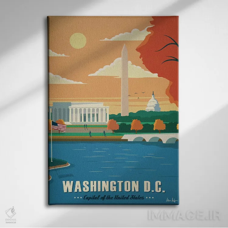 تابلو دکوراتیو واشینگتن دی سی اثر ایدیااستورم استودیوز - نمای روبهرو روی دیوار