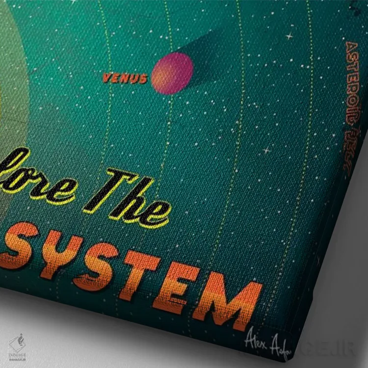 تابلو دکوراتیو منظومه شمسی اثر ایدیااستورم استودیوز - نمای نزدیک بافت بوم