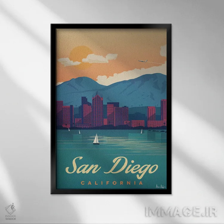 تابلو دکوراتیو سن دیگو اثر ایدیااستورم استودیوز - نمای قابدار مشکی