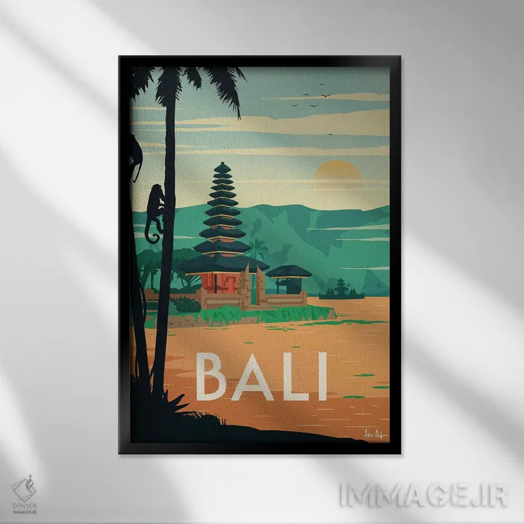 تابلو دکوراتیو بالی اثر ایدیااستورم استودیوز - نمای قابدار مشکی