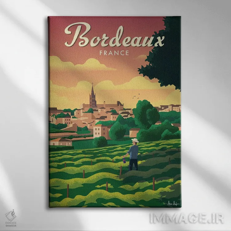 تابلو دکوراتیو بوردو اثر ایدیااستورم استودیوز - نمای روبهرو روی دیوار