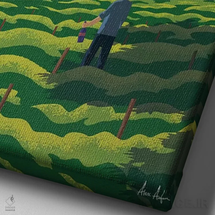 تابلو دکوراتیو بوردو اثر ایدیااستورم استودیوز - نمای نزدیک بافت بوم